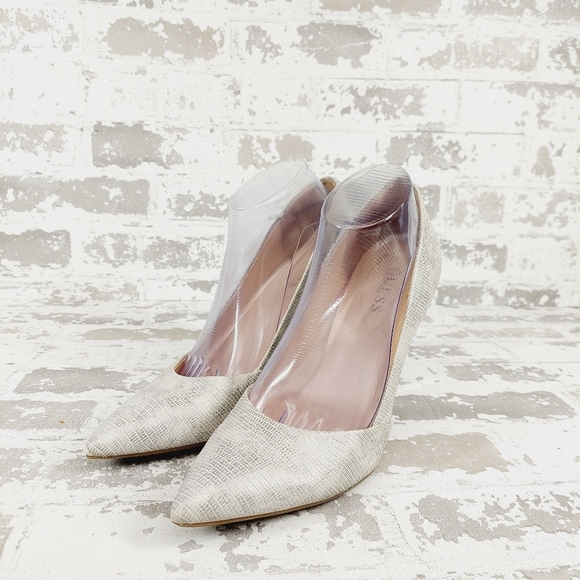 Guess Gray Silver Snakeskin Pattern Slip On Pointy Toe High Heels W281 - Picture 2 of 11